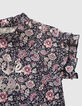 Top azul marino estampado Ecovero™ flores volantes niña-5