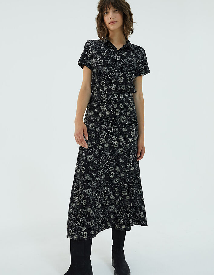 Lange jurk in viscosecrêpe tattooprint-5