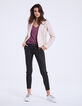 Blouson nude en cuir d'agneau détails zips femme-5