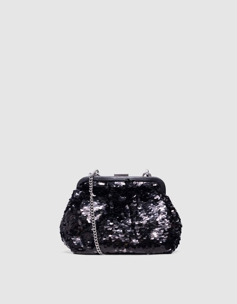 Bolso de mano de lentejuelas negras asa extraíble Bolso de mano de lentejuelas negras asa extraíble - IKKS