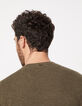 Pull kaki col rond en cachemire Homme-5