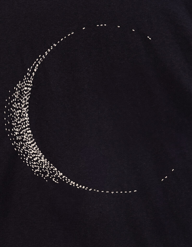Black T-shirt with moon embroidery-5