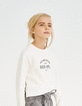 Sudadera color crudo 2 tejidos con mensaje bordado niña-6