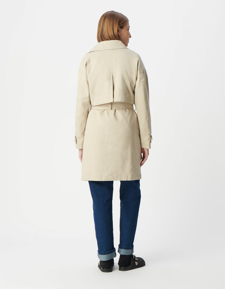 Beiger 2-in-1-Trenchcoat für Damen mit abnehmbarer Jacke-2