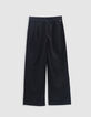 Pantalon LARGE noir à pinces fille-3