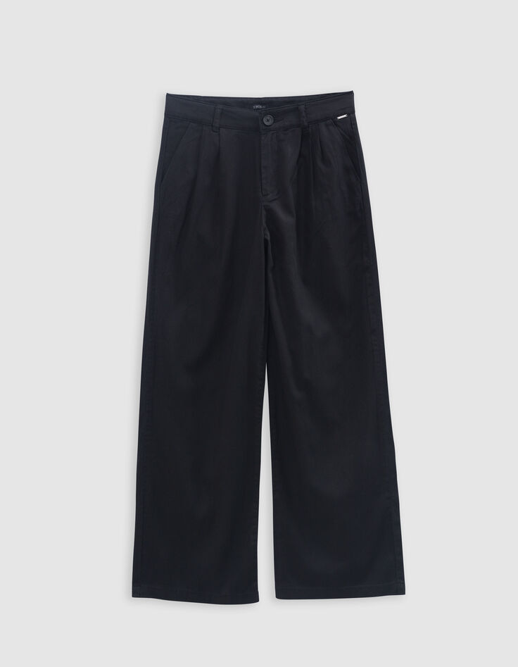 Pantalon LARGE noir à pinces fille-3