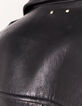 Blouson 1440 Leather Story en cuir noir esprit motard matelassé Homme-6