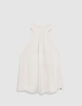 Women's white satin sleeveless top-1