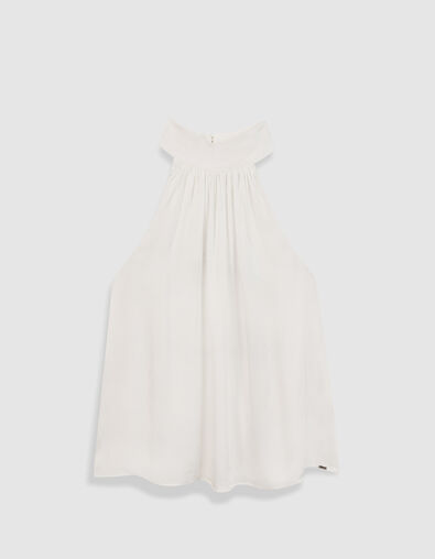 Women's white satin sleeveless top - IKKS