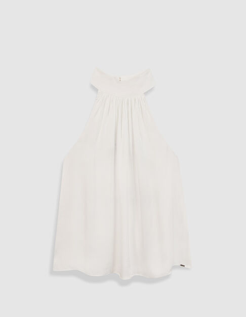 Top sans manches blanc satin&eacute; Femme - IKKS