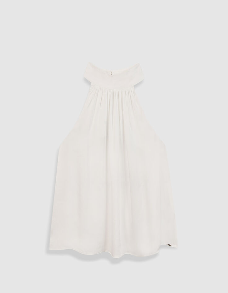 Women's white satin sleeveless top-1
