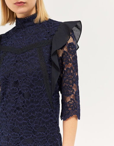 Women's navy blue lace dress - IKKS