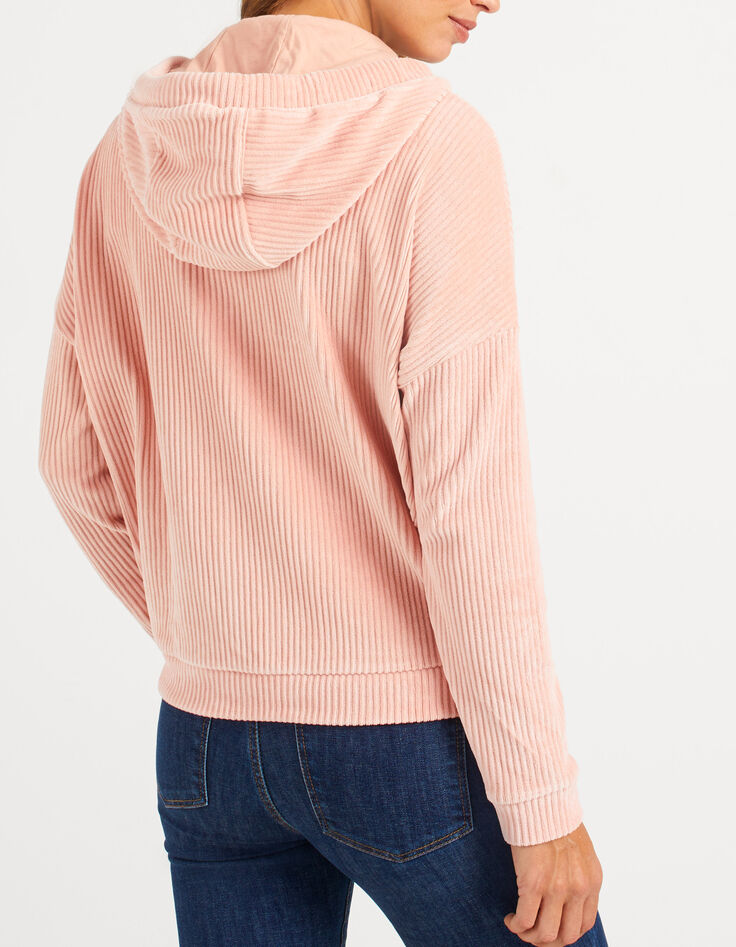 I.Code sweet pink corduroy hooded jacket-3