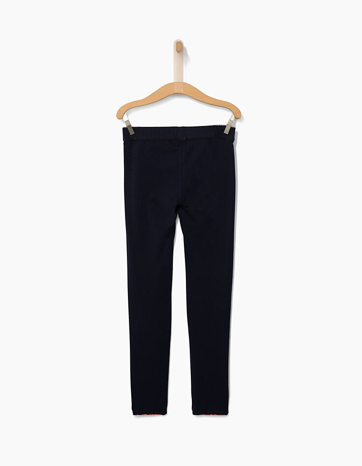 Leggings réversible orange imprimé et navy fille-4