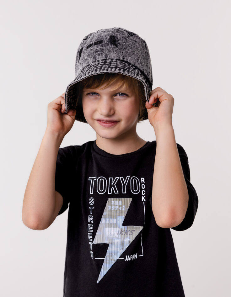 Grijze bobjeanshoed met borduursels jongens-2