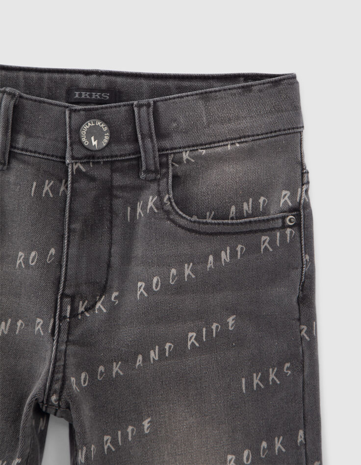 Graue Jungenjeansbermudas mit Print-3