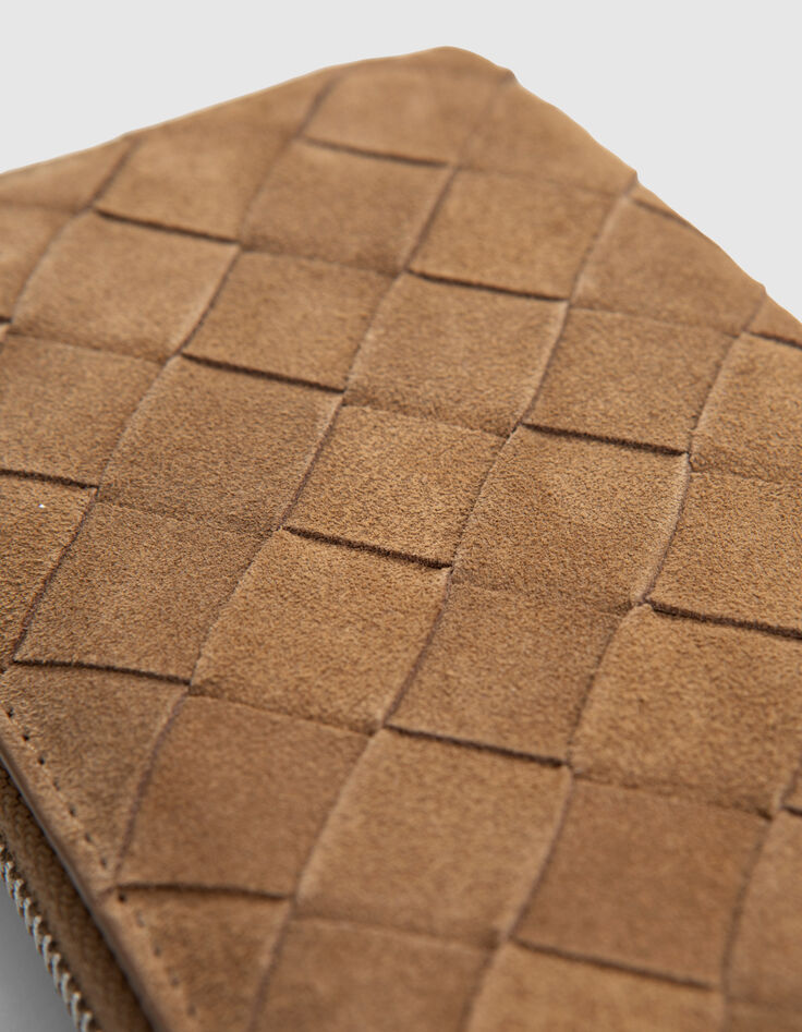 Portefeuille 1440 Compagnon sable cuir velours Femme-4