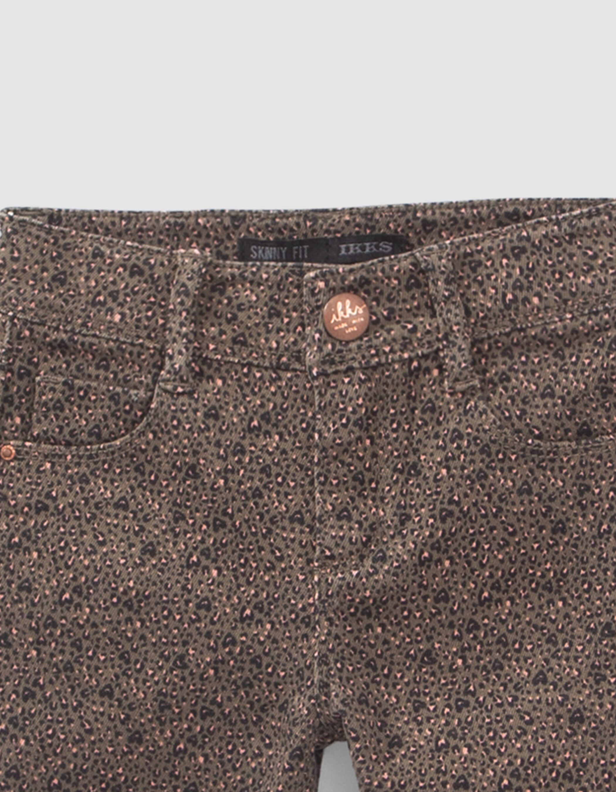 Girls khaki leopard heart print SKINNY jeans