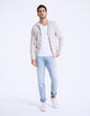 Cárdigan beige cremallera y capucha Hombre-6