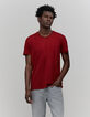 T-shirt L'Essentiel rouge foncé coton bio col V Homme-1