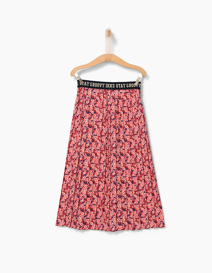 Jupe longue imprimée fleurs plissée fille-3