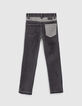 Jungen-Slim-Jeans mit Typoprint, Bio, in Black-Used-Optik -3