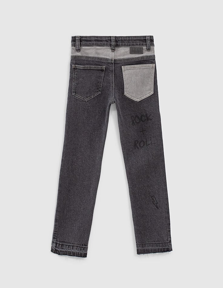 Jungen-Slim-Jeans mit Typoprint, Bio, in Black-Used-Optik -3 Jungen-Slim-Jeans mit Typoprint, Bio, in Black-Used-Optik -3