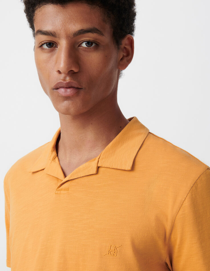 Polo REGULAR cúrcuma algodón flameado hombre-4