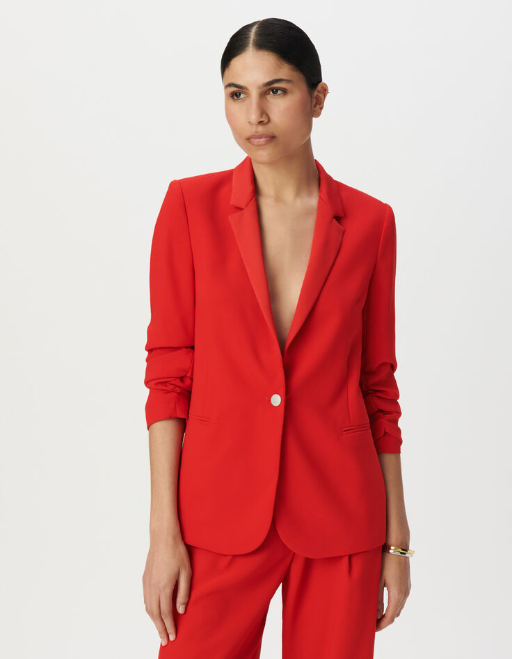 Rode blazer gefronste mouwen Dames-2