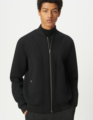 Schwarze Herren-Funktionsstrickjacke mit Zip Sweatstoff - IKKS