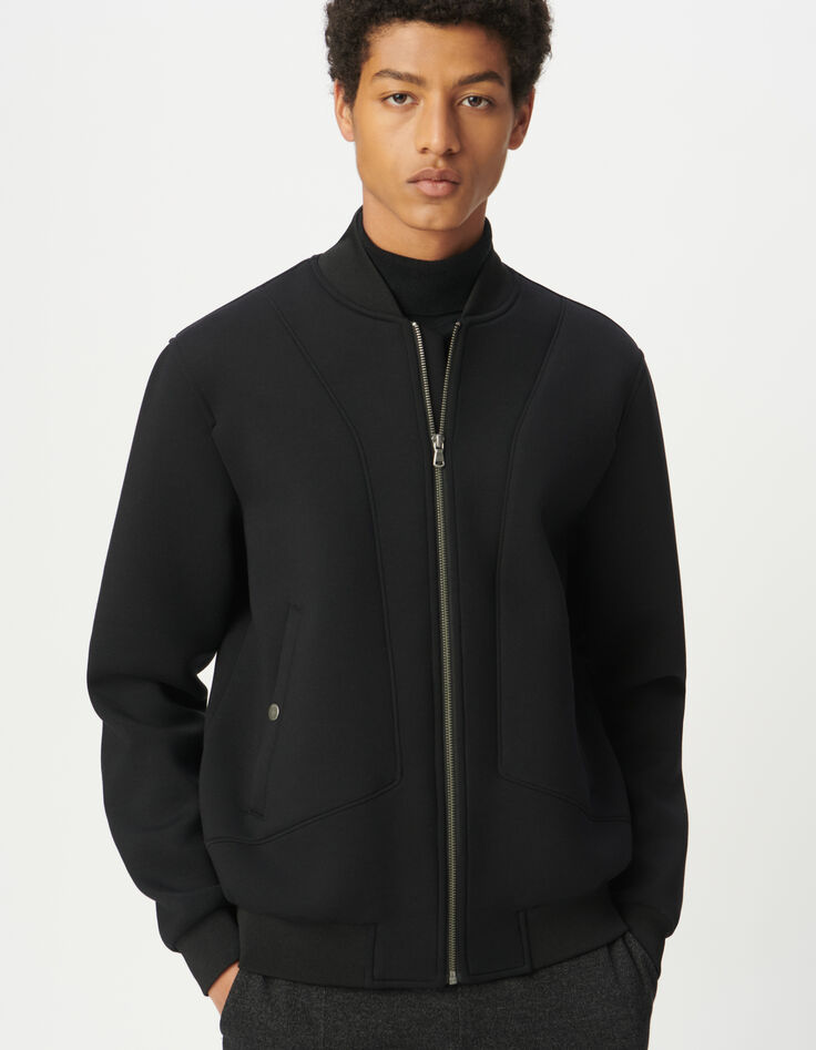 Cardigan zippé noir molleton technique Homme-2