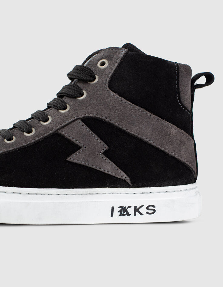 Boys’ black and grey suede trainers -4