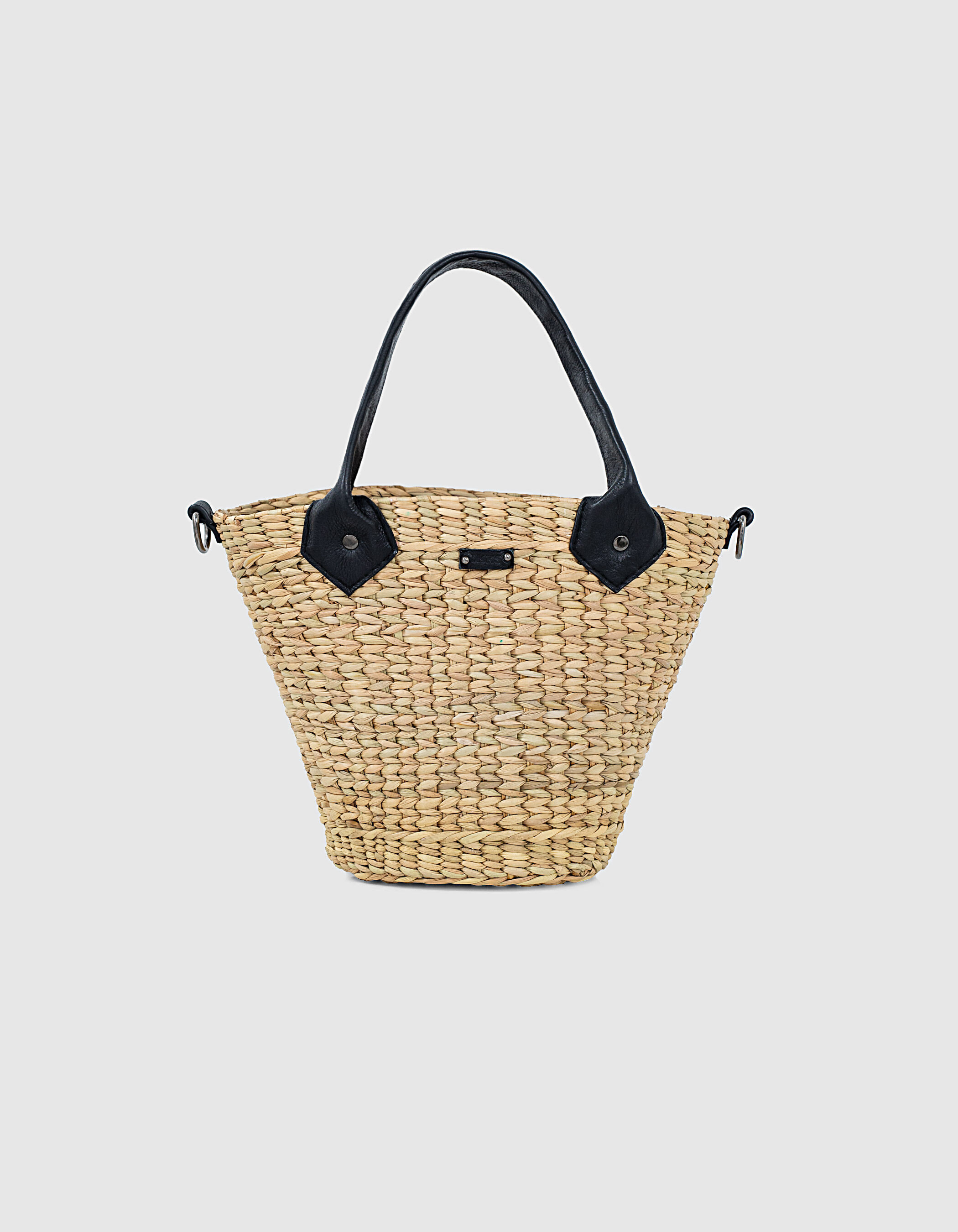 Women s raffia and black leather small basket IKKS