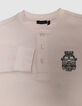 Boys’ white waffle T-shirt with embroidery front and back-2