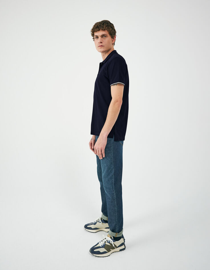 Polo marine à manches courtes avec rayures Homme-6