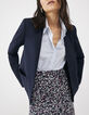 Veste tailleur marine rayures col et manches femme-6