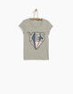 Tee-shirt gris imprim&eacute;  fille-1