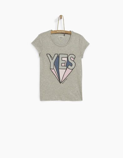 Tee-shirt gris imprim&eacute;  fille - IKKS