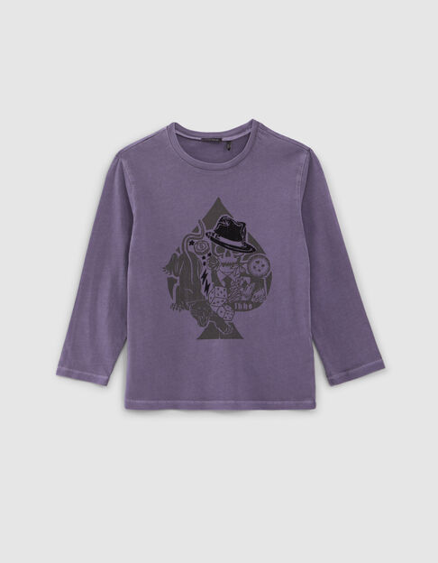 Violet T-shirt rock-opdruk schoppenaas jongens - IKKS