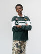 Polo manches longues vert print et broderies garçon-1