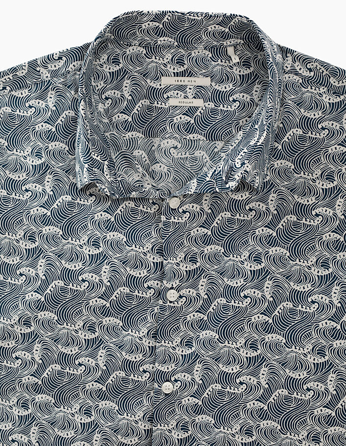 Men’s indigo wave print regular shirt - IKKS