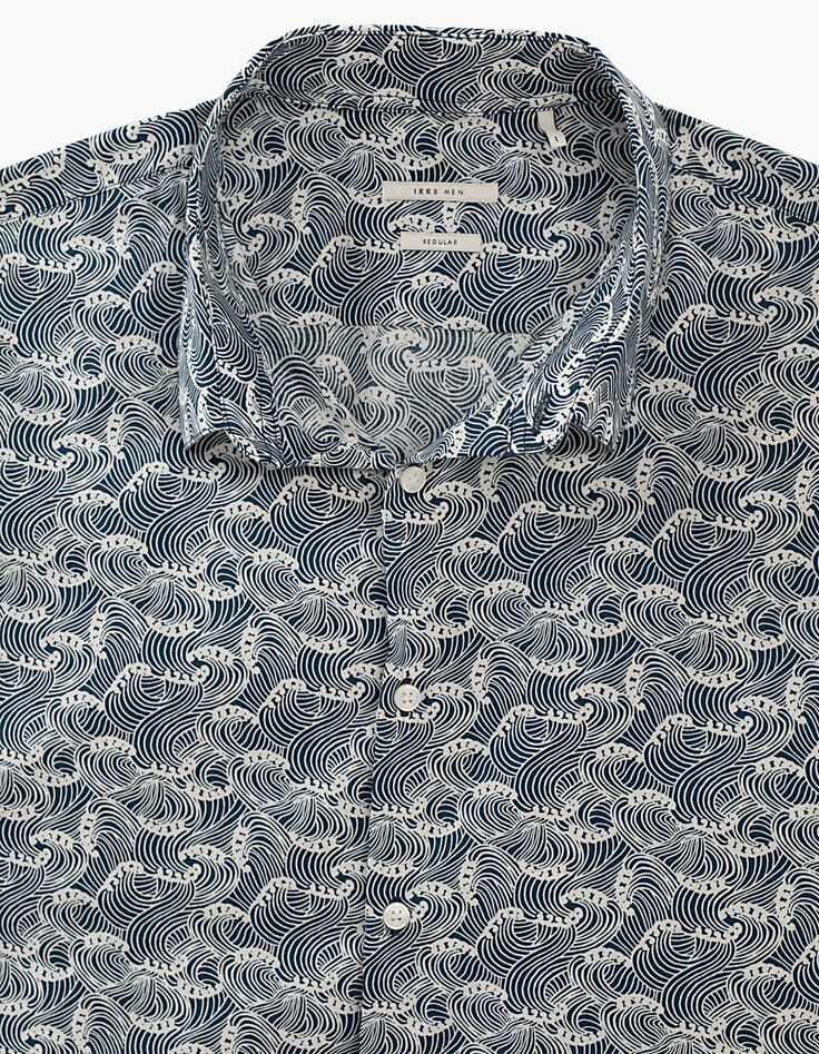 Chemise regular imprimée vagues indigo Homme-2 Chemise regular imprimée vagues indigo Homme-2
