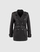 Pure Edition &ndash; Lange, schwarze Damenlederjacke mit G&uuml;rtel-4