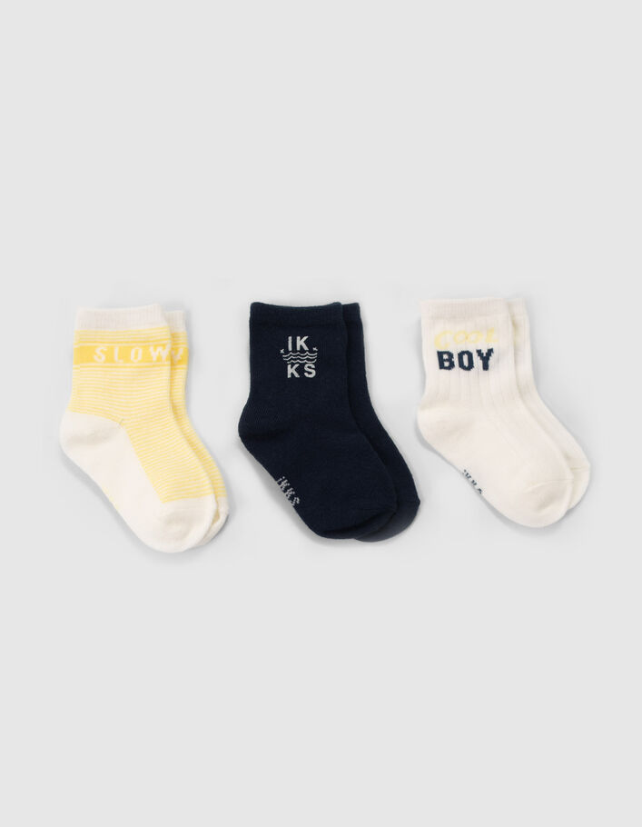 Sokken marine, wit en geel babyjongens - IKKS