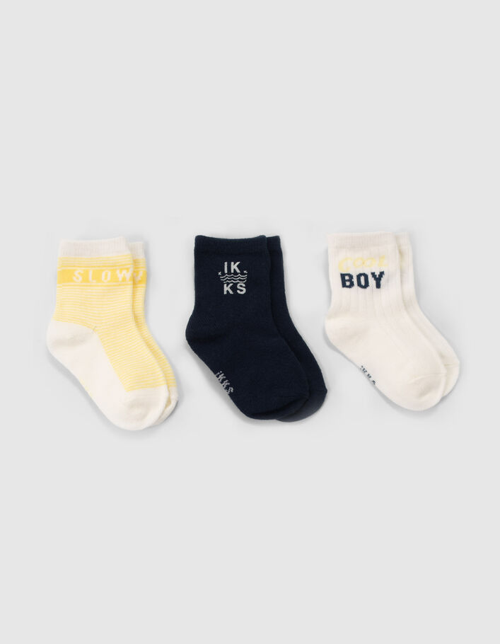 Chaussettes marine, blanches et jaunes bébé garçon - IKKS