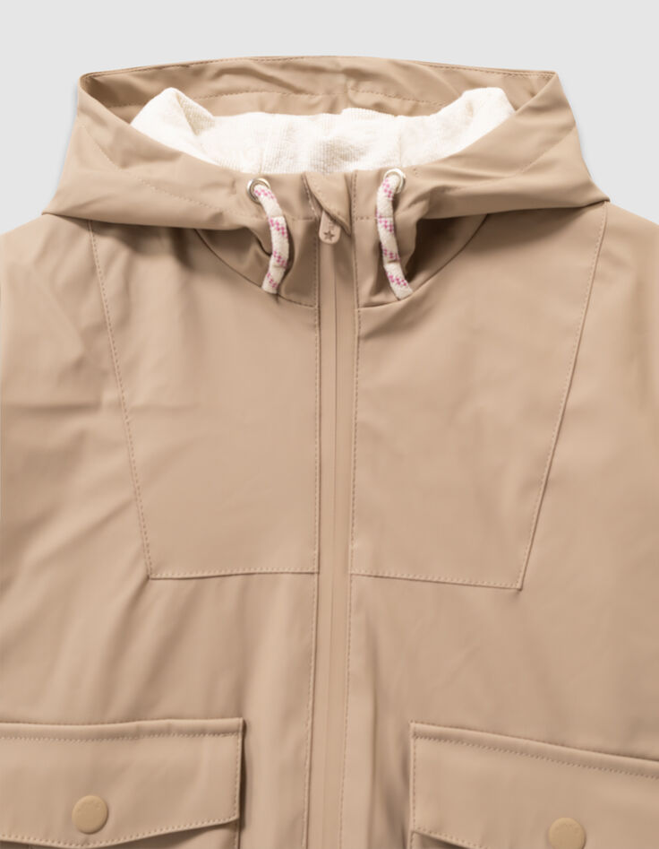 Beige parka met kap binnenkant ecru meisjes-2