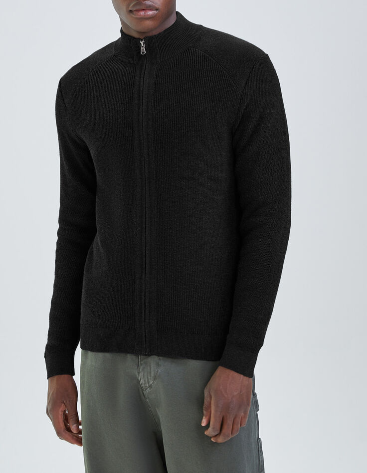 C&aacute;rdigan negro punto cuello camionero Hombre-5