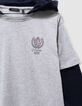 Grijs T-shirt biokatoen trompe l'oeil mouwen jongens-9