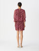 Robe courte bordeaux imprim&eacute; ikat Femme-2