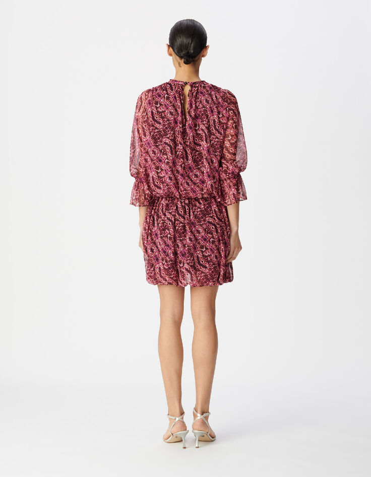 Robe courte bordeaux imprim&eacute; ikat Femme-2